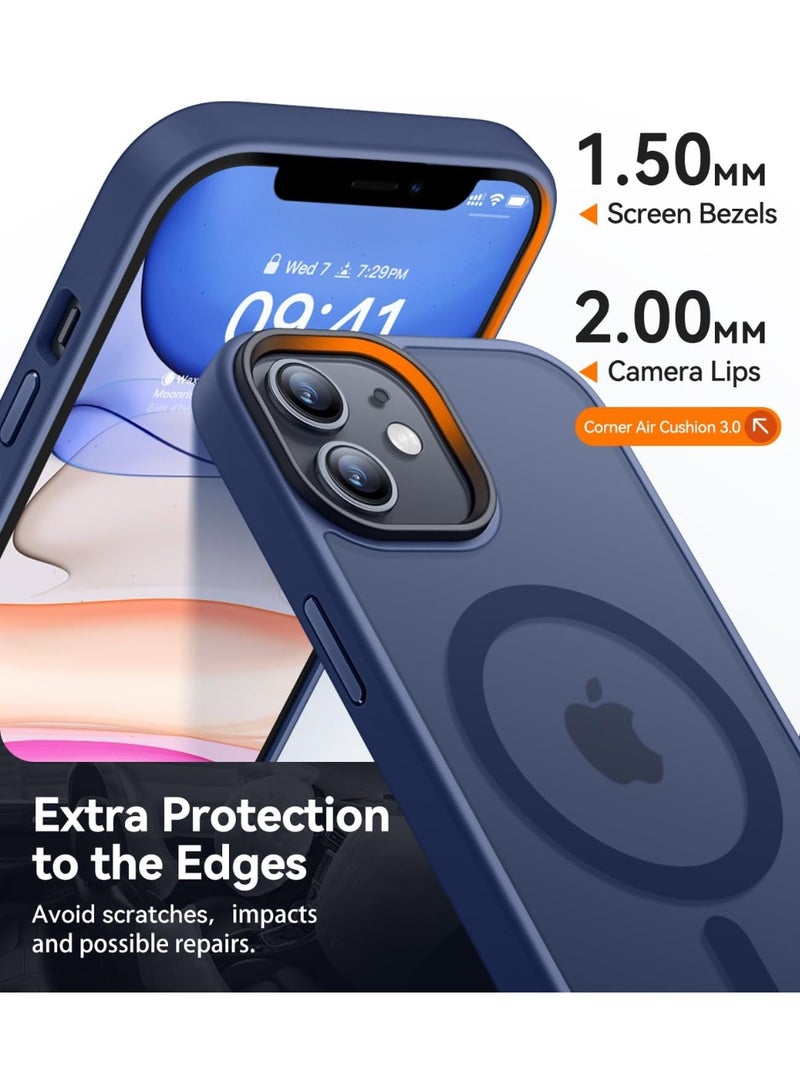 ACLIX Magnetic Matte Case for iPhone 11 Pro, Compatible with MagSafe, Plating Luxury Cover, Matte Soft TPU Shockproof Protective Phone Case, (Dark Blue) - Image 3